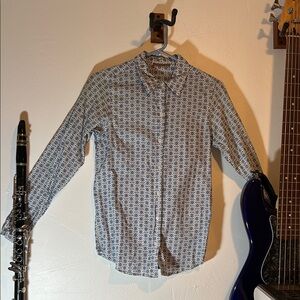 Baobab Collection Men's Blue and White Patterned Shirt